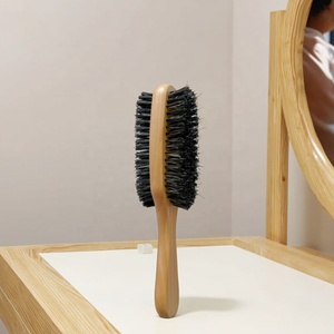 Personalizable 360 Magic Wood Hair Wave Salon Cepillo de pelo Narrow Club Palm con cerdas duras medianas y suaves Ionic Bamboo Nylon en caja - Product Image 3