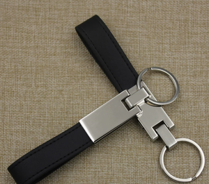 Customized Car LOGO Promotional Simple Keychains Rectangular <b>Keyring</b> Metal Leather PU Key Automobile Pendant Gift Keychain - Product Image 5