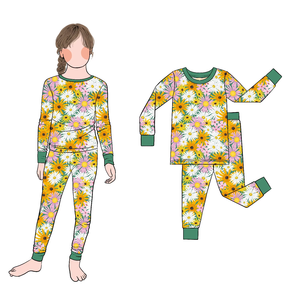 Penjualan terlaris kualitas tinggi 2 buah cetakan bunga bambu Perempuan Piyama Set pakaian tidur untuk anak-anak - Product Image 6