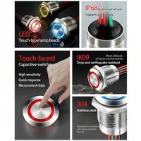 Interrupteur tactile momentané ou à enclenchement, étanche IP68, en acier inoxydable, pour contrôle industriel électronique, 12mm, 16mm, 19mm, 22mm