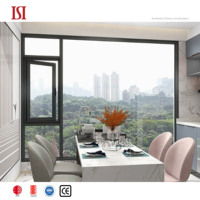 Ventanas abatibles de diseño externo moderno de marca superior, puente roto, aislamiento térmico, aleación de aluminio templado para cocina Villa