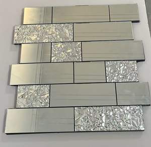 Moderne Piastrelle <span class=keywords><strong>a</strong></span> Mosaico in Vetro Specchiato Argento Autoadesive da 4mm per Decorazione Murale Interna - Product Image 2