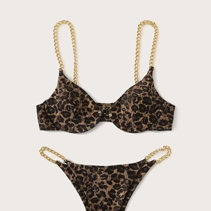 Conjunto de Bikini Brillante de 2 Piezas con Decoración de Perlas, Traje de Baño para Mujer, Tejido Ecológico de Spandex y Poliéster - Product Image 2