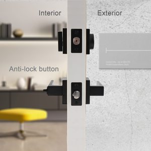 単気筒デッドボルトロック付き外部ドアロックセット-ブラックスクエアエントリードアロックセットドアハンドル - Product Image 2