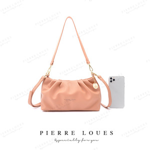 กระเป๋าสะพายไหล่ผู้หญิง Pierre Loues สีชมพูล้วน ปิดด้วยซิป ใช้ได้ทุกวัน - Product Image 4