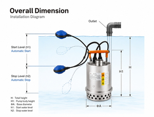 Pompe de puisard submersible automatique en acier inoxydable avec interrupteur à flotteur pour le drainage des eaux de citerne - Product Image 5