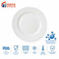Assiette plate circulaire à bords larges Hengyuan de 8 pouces, sans BPA, en plastique écologique, durable, résistante au micro-ondes et au lave-vaisselle