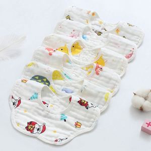 Baberos de Tela de Algodón Unisex para Bebé, Baberos de Hilo Suave Impermeables con Diseño Floral de Bandana y Cierre de Botón, Baberos de Algodón para Alimentación - Product Image 1