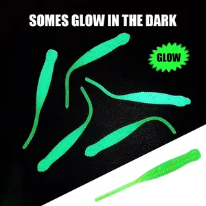 Spinpoler señuelo de pesca Pin Tail Ajing Worm 44mm cebo suave <span class=keywords><strong>Dropshot</strong></span> Rock Fishing Shad TPR Glow Soft Jig Wobbler agua salada - Product Image 4