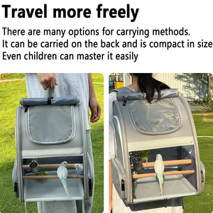 Bird Carriers <b>Backpack</b> with Perch Food Bowl Tray for Parrots Lovebirds <b>Small</b> Animals Outdoor Travel Pet Cage Carriers <b>Backpack</b> - Product Image 6