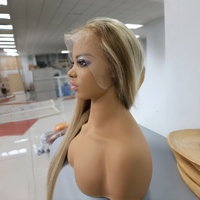 Cabello Virgen Vietnamita al por Mayor, Liso Natural, Rubio con Mechas HD para Pelucas con Frente de Encaje y Gorra Pequeña para Mujeres Negras