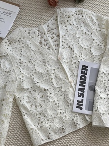 Vendita diretta dalla fabbrica 100% <span class=keywords><strong>in</strong></span> acrilico <span class=keywords><strong>Cardigan</strong></span> bianco solido da donna con <span class=keywords><strong>pizzo</strong></span> solubile <span class=keywords><strong>in</strong></span> acqua maglia aperta sul davanti - Product Image 4