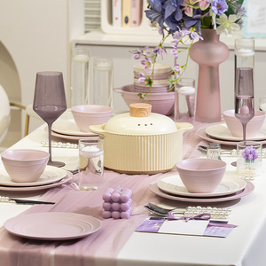 Bộ đồ ăn bằng gốm màu tím với sự kết hợp món ăn đầy màu sắc cho các nghi lễ tân gia và quà tặng - Product Image 5