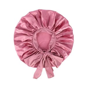 Grand bonnet en satin avec nœud, protection capillaire, bonnet de nuit réglable avec longues sangles, logo personnalisé, idéal pour les voyages, pour femmes adultes, cadeaux promotionnels - Product Image 3