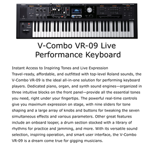 Clavier de scène VR-09 à 73 touches avec action cascade, moteur V-Combo, 3 générateurs de sons (orgue/<span class=keywords><strong>piano</strong></span>/synthétiseur), occasion/d'occasion - Product Image 5