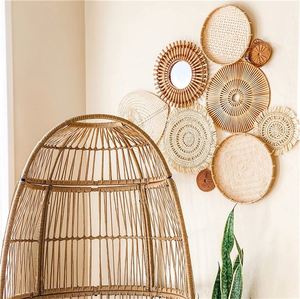 Macramé plante pot de fleurs cintre idée décoration pour grande <span class=keywords><strong>maison</strong></span> rotin ballon suspendu décor tissé mur paniers ensemble perlé Boho Art - Product Image 5