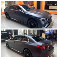 Película Protectora de Pintura para Automóviles TPU PPF Serie Satinada, Cambio de Color de Negro a Morado, Antiarañazos, Autocuración, Película para Envolver la Carrocería del Automóvil