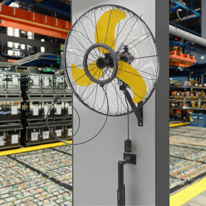 Ventilateur mural industriel commercial en métal, télécommande, oscillation mécanique, inclinaison, 3 vitesses, haute vitesse, montage mural en métal - Product Image 2
