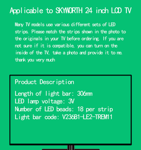 创维边缘24英寸18LED V236B1-LE2-TREM11 24LB450U V236BJ1 24E510E <span class=keywords><strong>TH</strong></span>-24A403DX T24D310EX 24TK410V的发光二极管电视背光条 - Product Image 5