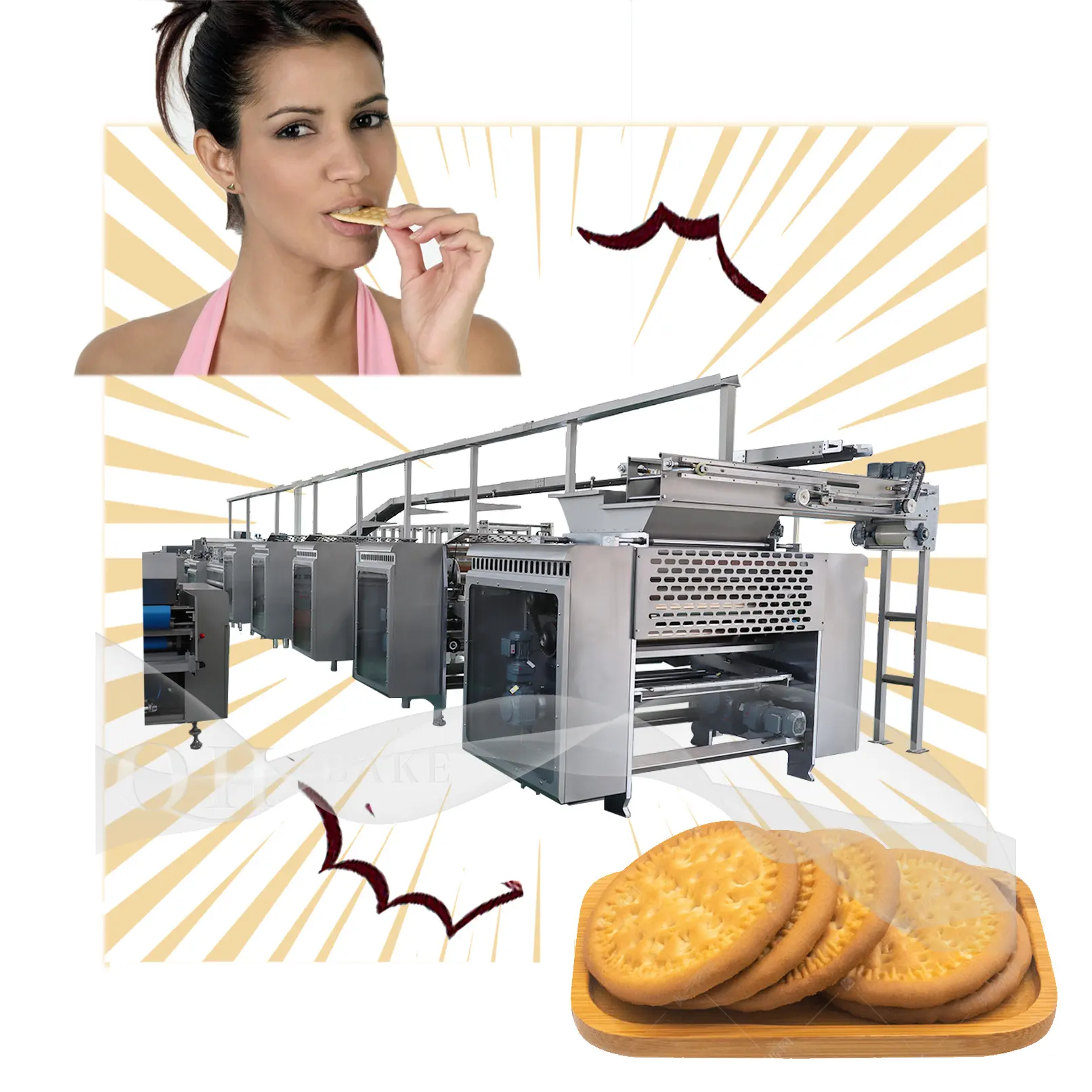 Linha de produção de biscoitos, máquina multifuncional totalmente automática para fabricação de biscoitos e copos