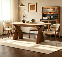 Ensemble de table et chaises de salle à manger en bois massif et pierre frittée, style nordique moderne, rectangulaire, écologique, imperméable, 4 à 6 places