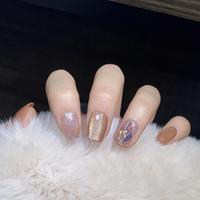 Nouveauté Automne, 10 pièces de faux ongles de luxe faits à la main, style français 3D, formes pointues, cercueil, ovale, amande, à presser