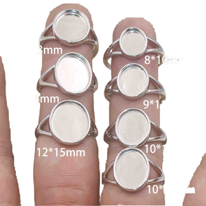Anillo de Plata de Ley Bañado en Oro con Engaste Semimontado en Barra para Incrustaciones de 8*10/10*12/10*13/11*13/11*14/12*15mm - Product Image 1