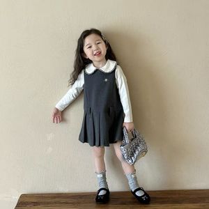 Tongxingyuan Girls School Style Wool Dress Set Autumn 2025 Solid Color Pleated Skirt With T Shirt For Kids - Product Image 3