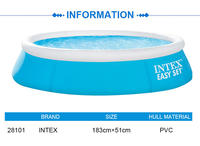 Piscine ronde gonflable Intex 28101 de 6 pieds x 20 pouces, facile à installer, en PVC, pour une utilisation en extérieur, dans la cour, pour toute la famille, pour le plaisir des enfants