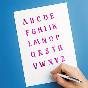 12-مجموعة استنسل حروف بلاستيكية قابلة لإعادة الاستخدام قالب رسم يدوي برش مع أرقام للرسم والرسم - Product Image 2