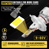 Kit de Conversión de Faros LED G20W H4 con Decodificador EMC, Ajuste Universal, 6000K Blanco Frío, 36000LM Súper Brillante para Autos, Camiones y Motocicletas