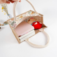 Sac cadeau en jute personnalisé avec motif de dessin animé, sacs fourre-tout de Noël, pochette écologique avec fenêtre transparente en PVC, personnalisable, multi-tailles, avec poignée