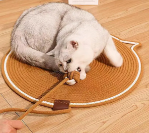 Cotton Rope Weaving Cat Wear-resistant Sleeping Mat Washable Breathable Durable Cartoon Pet Play Rest Mat Cat <b>Scratching</b> <b>Pad</b> - Product Image 2