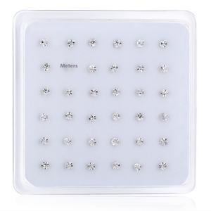 Boucles d'oreilles en argent sterling Gaby S925, clous d'<span class=keywords><strong>oreille</strong></span> en cristal de 1,5 mm, anneau de nez, bijoux de piercing tendance avec placage or pour les mariages - Product Image 5