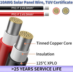 Solar Panel <b>Wire</b> Black+Red 10AWG Tinned Copper XLPE Industrial Extension Cable <b>Grid</b> Solar System Outdoor Automotive RV Boat - Product Image 2