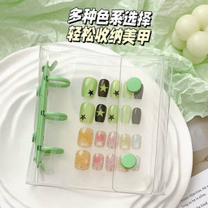 Mini A8 3 anillos carpeta cubierta hoja suelta carpeta bolsillo cuaderno bolsa sobre para tarjetas fotos Colección de uñas postizas - Product Image 4