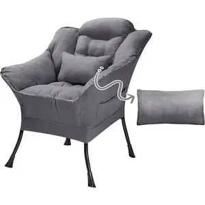 Kursi Sofa malas lembut, aksen kain mewah Modern, kursi ruang tamu, kursi Sofa malas dengan sandaran lengan dan kantong samping
