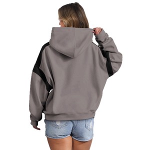 Sweat à capuche colorblock style occidental pour femme – Tendance, coupe oversize, couleurs contrastées, automne-hiver, manches longues, pull à capuche ample - Product Image 6