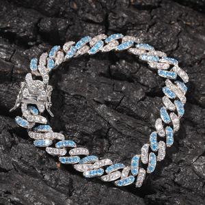 Iced Out 9 millimetri Del Bambino Blu CZ Cubano <span class=keywords><strong>Collana</strong></span> Della Catena A maglia Due Tono Zircone Braccialetto del Diamante di Bling Bling Hip Hop monili delle donne - Product Image 5