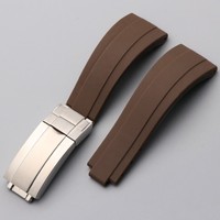 Fermoir à boucle pliante en acier inoxydable à réglage fin, dragonne en silicone GMT, bracelet en caoutchouc 20 21mm