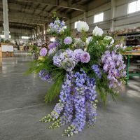 Centre de table en fleurs artificielles en soie TUOYI pour mariage et Noël, fleurs blanches et violettes mélangées faites à la main, toucher réaliste et naturel