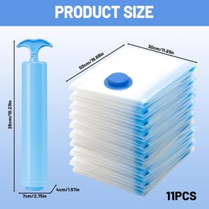 Sacs de rangement sous vide, sacs gain de place pour couvertures et draps compressés, rangement scellé pour vêtements, pompe manuelle incluse - Product Image 2