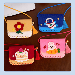 Bolso cruzado de bricolaje para niños, kit de material cosido a mano, regalo de tela no tejida para padres e hijos de jardín de infantes, monedero casero - Product Image 2
