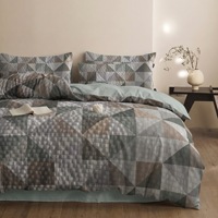 Ensemble de housse de couette et de taie d'oreiller en tissu gaufré Oeko-Tex, imprimé floral géométrique rétro bohème, literie de qualité supérieure, décoration de chambre personnalisée