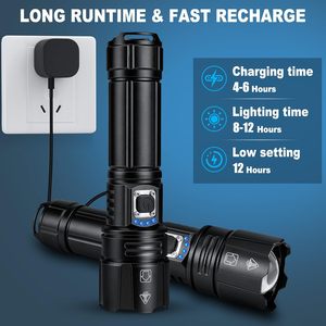 Linterna LED de Aluminio para Camping, 1200-5000 Lúmenes, con Zoom, Resistente al Agua IP65, Interruptor en la Tapa Trasera, Regulable, Funciona con Pilas AAA - Product Image 3