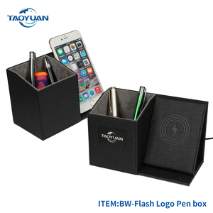 Porte-stylo en cuir le plus récent de 2020, boîte de charge sans fil avec port USB MICR, <span class=keywords><strong>organisateur</strong></span> de <span class=keywords><strong>papeterie</strong></span> de bureau écologique - Product Image 6