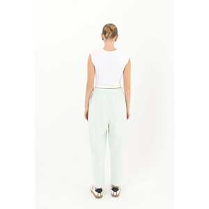 Pantalon de survêtement côtelé pour femme Lily Rose, bleu clair, taille haute, coupe droite, en maille respirante, pour un usage décontracté - Product Image 1