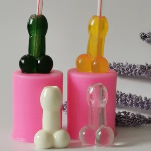 DZ40 Tùy Chỉnh Dương Vật Dương Vật Giả Sexy Silicone Rơm Cake Topper Khuôn Cho Ống Hút