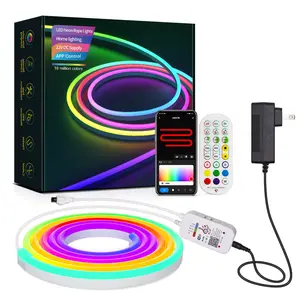 Lampu rumah pintar Bluetooth WIFI 12V, lampu Strip malam Led RGB tahan air IP65 2m 3m 5m lampu Strip Neon