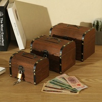 Tirelire rustique en bois pour enfants, coffre au trésor en bois avec serrure, boîte à économies vintage en bois, vente en gros d'usine